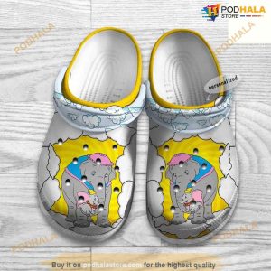 Dumbo Elephant And Mom Yellow Comic Pattern Crocs Clog Shoes
