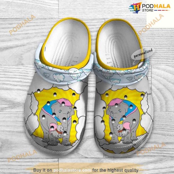 Dumbo Elephant And Mom Yellow Comic Pattern Crocs Clog Shoes