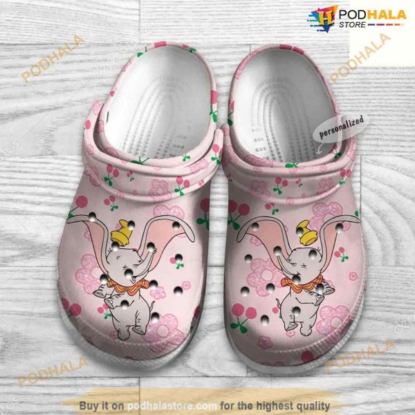 Dumbo Flying Pink Bing Cherry Pattern Graphic Cartoon Crocs Clog Shoes