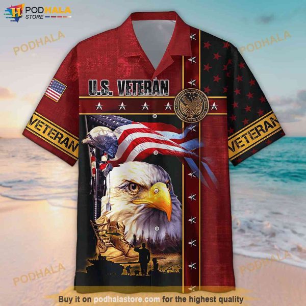 Eagle US Veteran 3D Full Printed 4th Of July Hawaiian Shirt