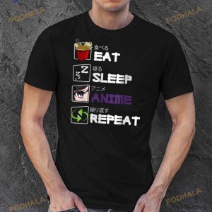 Eat Sleep Anime Repeat Kawaii Otaku Manga Japan Shirt 3