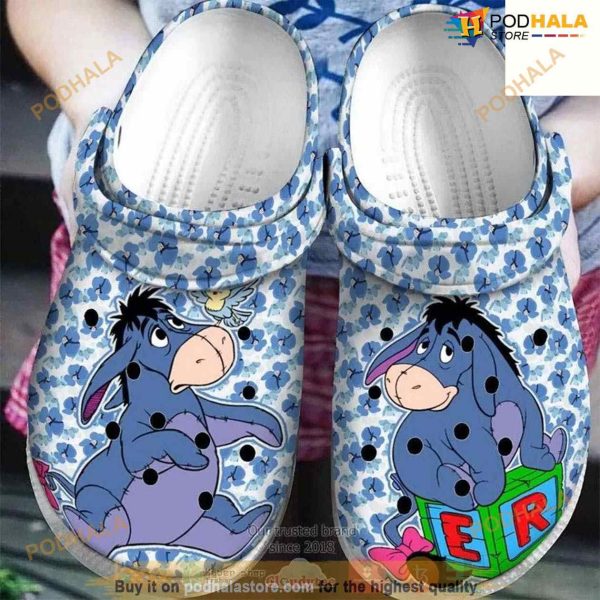 Eeyore Blue Pattern Winnie The Pooh Cartoon Movie Crocs Shoes