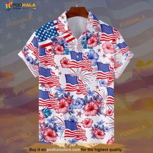 Flower American Flag 4th Of July Hawaiian Shirt Independence Day Shirt 2