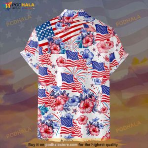 Flower American Flag 4th Of July Hawaiian Shirt Independence Day Shirt 3