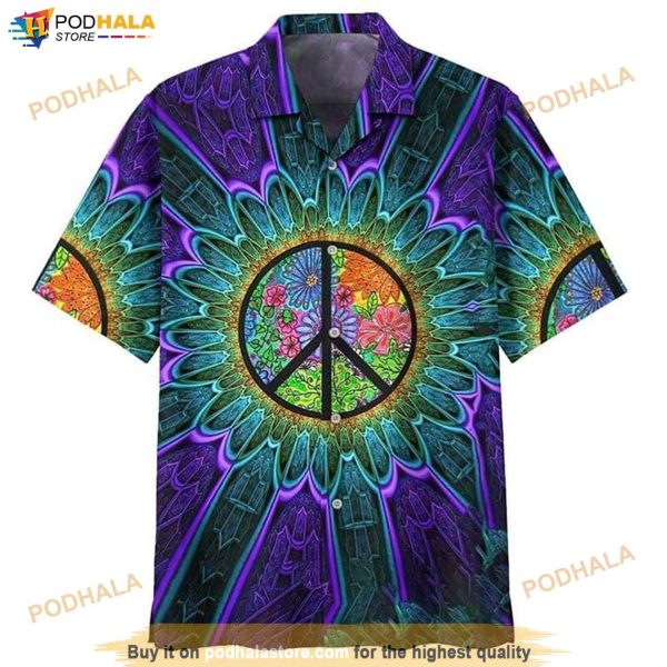 Flower Hippie Funny Hawaiian Shirt, Hawaiian Button Up Shirt