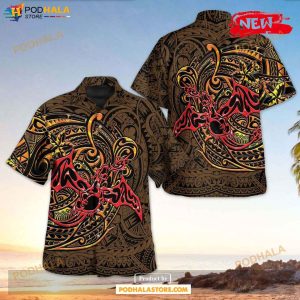 Flying Charizard Polynesian Design Hawaiian Shirt, Tropical Shirt for Women Men
