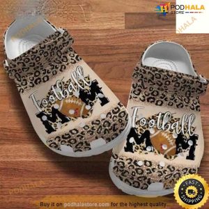 Football Mom Leopard Patterns American Mother Crocs Clog Shoes For Men Women
