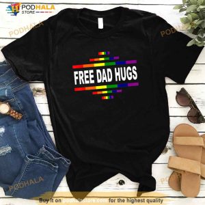Free Dad Hugs Lgbt Rainbow Pride Fathers Day Gift Shirt 2