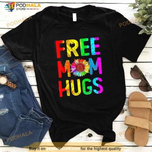 Free Mom Hugs Daisy Rainbow Heart Lgbt Pride Month Shirt 1