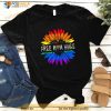 Free Mom Hugs Gay Pride LGBT Daisy Rainbow Flower Hippie Shirt