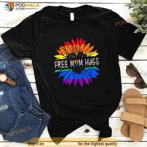 Free Mom Hugs Gay Pride Lgbt Daisy Rainbow Flower Hippie Shirt 1