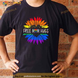 Free Mom Hugs Gay Pride Lgbt Daisy Rainbow Flower Hippie Shirt 2