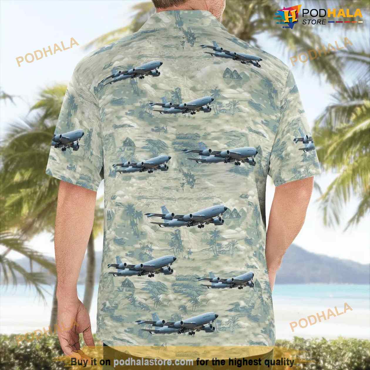 French Air And Space Force Boeing C-135fr Hawaiian Shirt Man French Air And Space Force Boeing C-135fr Hawaiian Shirt Man
