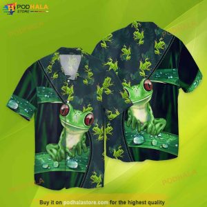 Frog Green Funny Hawaiian Shirt, Hawaiian Button Up Shirt