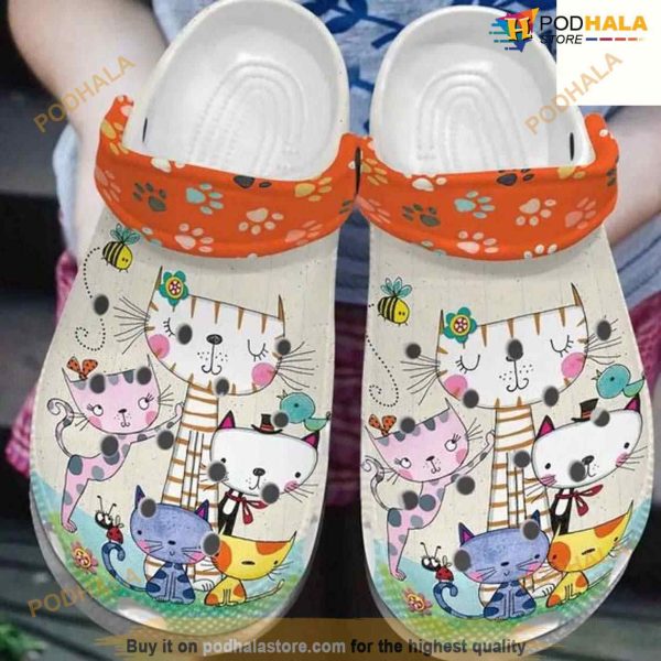 Funny Cat Family Cartoon Shoes Crocs Crocbland Clog Birthday Gift For Woman Girl Daughter