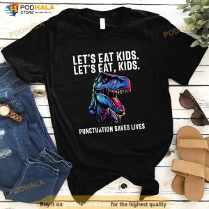 Funny Dinosaur Funny Grammar Grammar Joke Punctuation Shirt 3