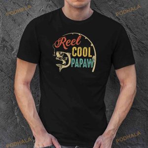 Funny Fathers Day Vintage Fishing Reel Cool Papaw Shirt 3