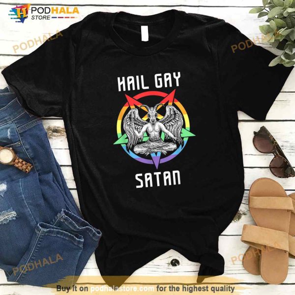 Funny Hail Gay Satan LGBT Goth Gay Pride Baphomet Shirt