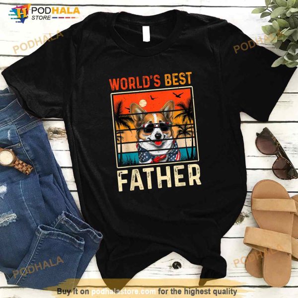 Funny Worlds Best Father Retro Fathers Day Dog Dad Shirt