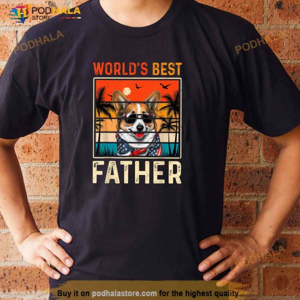 Funny Worlds Best Father Retro Fathers Day Dog Dad Shirt