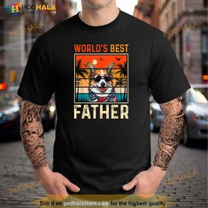 Funny Worlds Best Father Retro Fathers Day Dog Dad Shirt 3