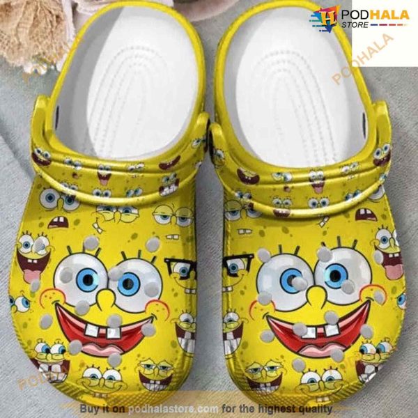 Funny Yellow Spongebob Face Cartoon Crocs For Men Women