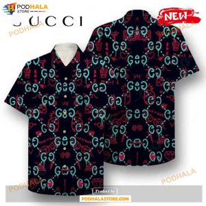 GC Black Clothing Clothes Outfit Gucci For Men Women Hawaiian Shirt, Tropical Shirt