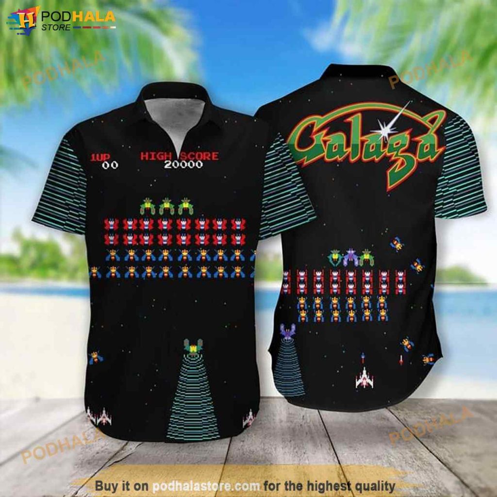 Galaga Gubbi Print Funny Hawaiian Shirt