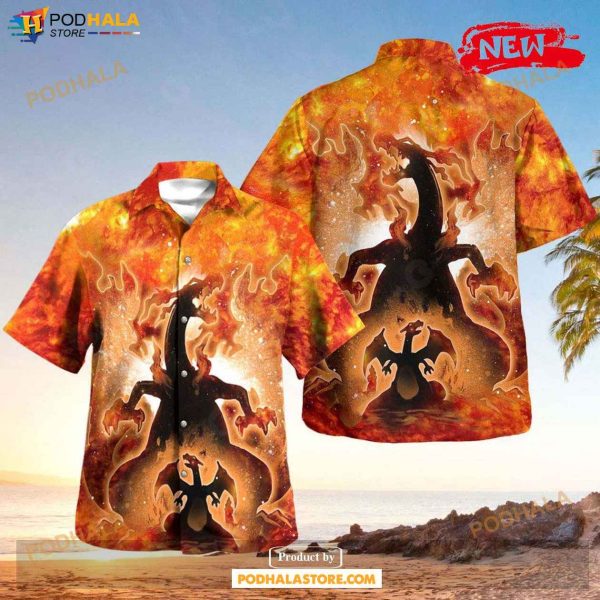 Galaxy Charizard Design Hawaiian Shirt, Tropical Shirt for Women Men