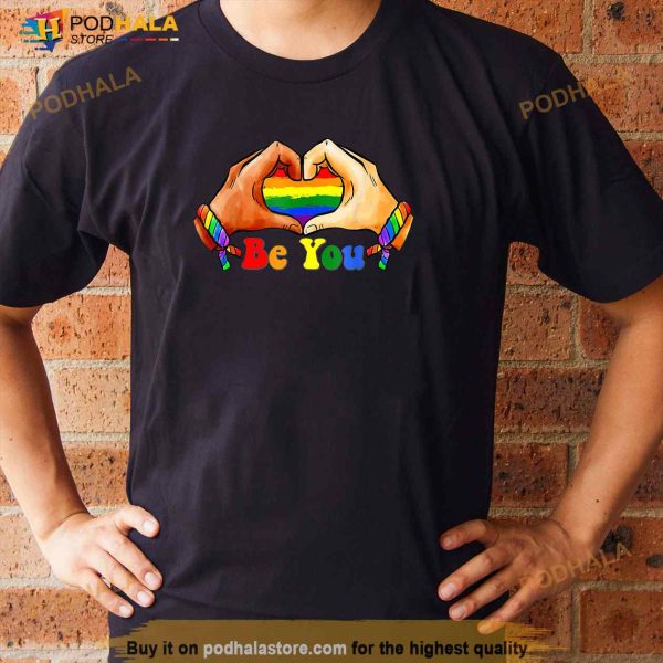 Gay Pride Clothing LGBT Rainbow Flag Heart Unity Shirt