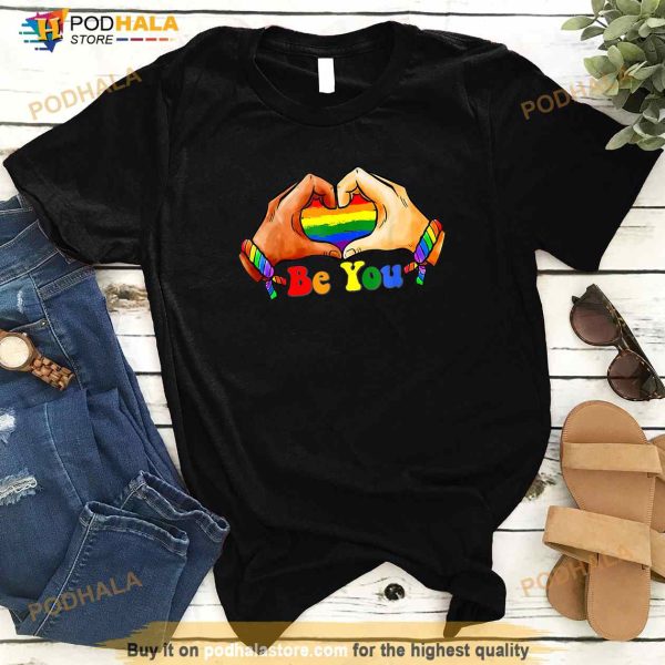 Gay Pride Clothing LGBT Rainbow Flag Heart Unity Shirt