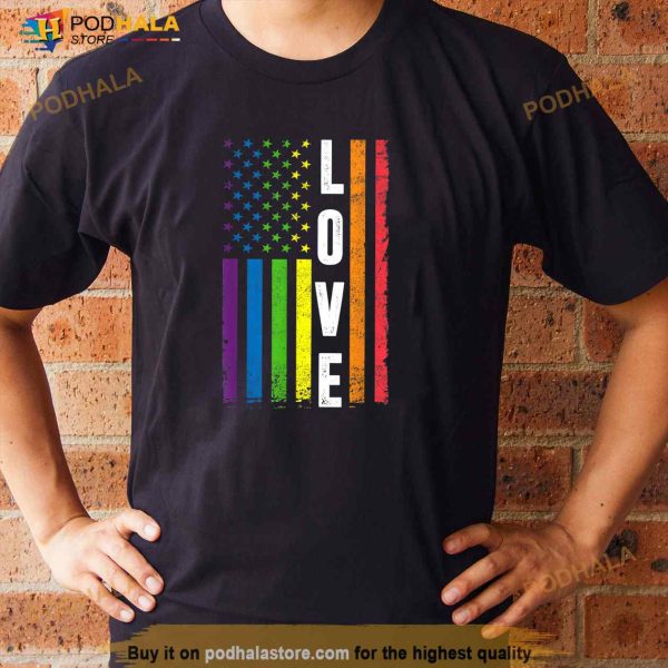 Gay Pride Gifts Men Women LGBT Rainbow Flag Gay Love Shirt