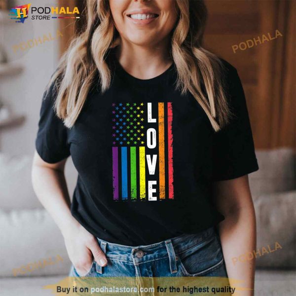 Gay Pride Gifts Men Women LGBT Rainbow Flag Gay Love Shirt