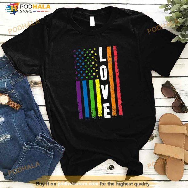 Gay Pride Gifts Men Women LGBT Rainbow Flag Gay Love Shirt