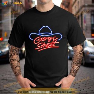 George Strait Black Neon Sign T Shirt 3