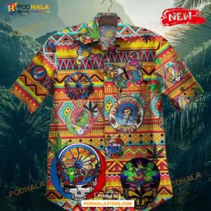Gettyshirt Skull Tropical Vintage Grateful Dead Cotton Mens Hawaiian Shirt, Tropical Shirt