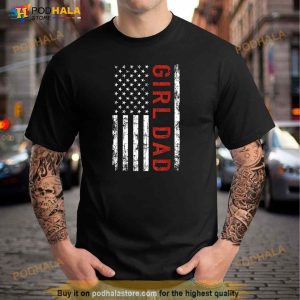 Girl Dad Shirt Men Proud Father of Girls American Flag Fathers Day  Shirt