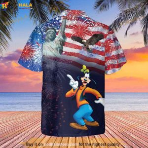 Goofy Us Flag Firework Patriot Day Disney July 4th Hawaiian Shirt 2