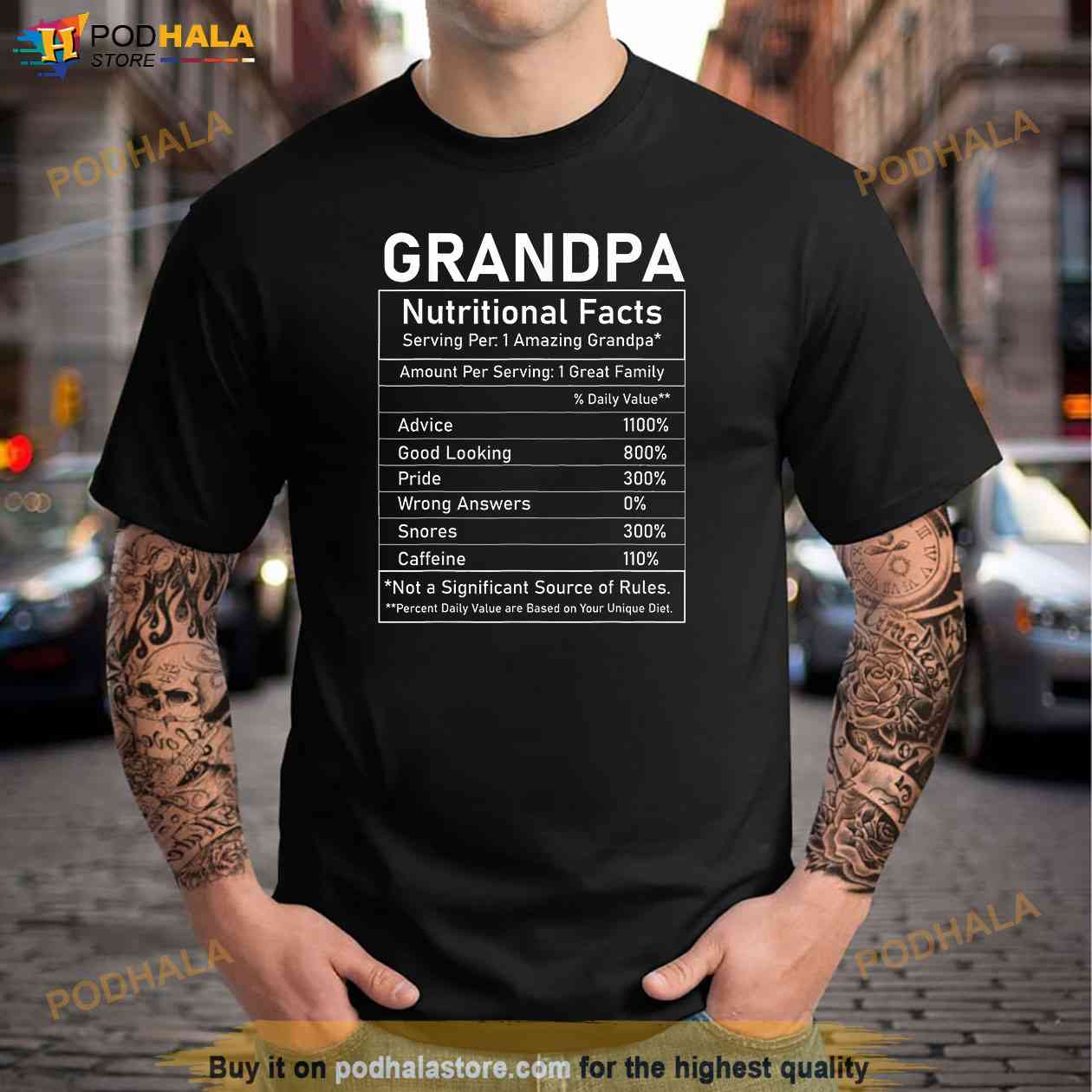 Grandpa Nutritional Facts Funny Grandfather Fathers Day Shirt