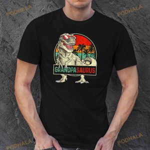 Grandpa Saurus Funny T Rex Dinosaur Fathers Day Vintage Gift Shirt