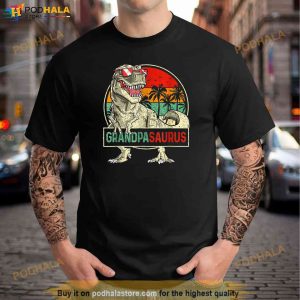 Grandpa Saurus Funny T Rex Dinosaur Fathers Day Vintage Gift Shirt 3 1