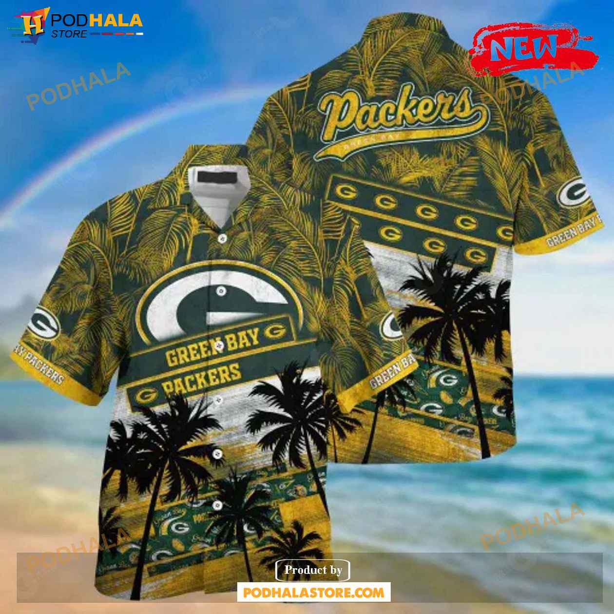 Green Bay Packers Floral Casual Hawaiian Shorts Gift For Fans