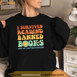 Groovy I Survived Reading Banned Books Book Lover Shirt 3