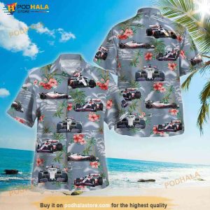 Haas Formula 1 Aloha Hawaiian Shirt Formula One Racing Car Hawaii Button Down Shirt 2