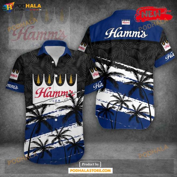 Hamm’s Tropical Coconut Tree Dark Design Hawaiian Shirt