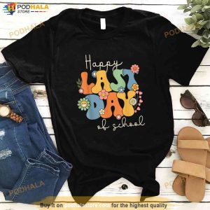 Happy Last Day Of School Graduation Groovy Teacher Student Shirt