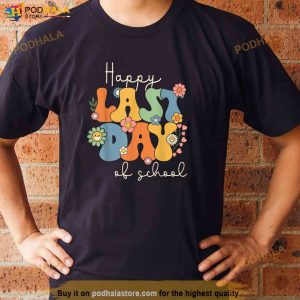 Happy Last Day Of School Graduation Groovy Teacher Student Shirt 2