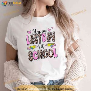 Happy Last Day Of School Leopard Teacher End Of School Year Shirt 2