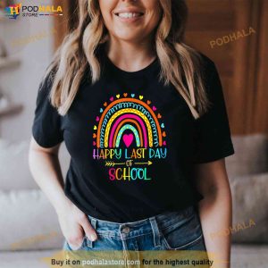 Happy Last Day Of School Teacher Student Graduation Rainbow Shirt 3