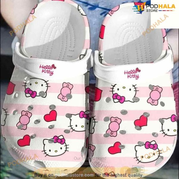 Hello Kitty Pattern Heart Crocs Clogs Crocband Shoes